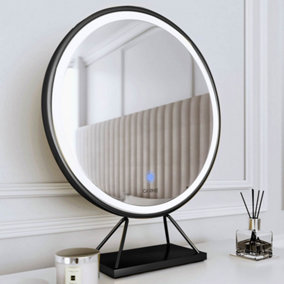 Lucia Large Black Frame Touch Sensor LED Makeup Mirror with Lights