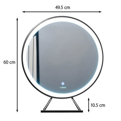 Lucia Large Black Frame Touch Sensor LED Makeup Mirror with Lights