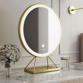 Lucia Large Gold Frame Touch Sensor LED Makeup Mirror with Lights