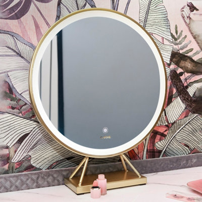 Lucia Large Gold Frame Touch Sensor LED Makeup Mirror with Lights