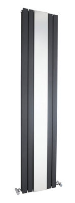 Lucia Square Vertical Double Panel Radiator with Mirror - 1800mm x 354mm - 3344 BTU - Anthracite - Balterley