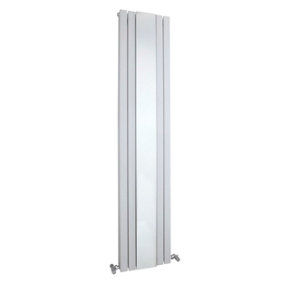 Lucia Square Vertical Double Panel Radiator with Mirror - 1800mm x 354mm - 3344 BTU - Satin White - Balterley