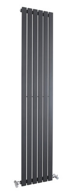 Lucia Square Vertical Single Panel Radiator - 1800mm x 354mm - 2307 BTU - Anthracite - Balterley