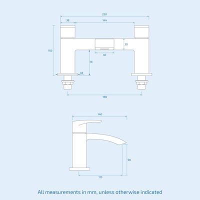 Lucia Square Waterfall Bath Filler Mixer Tap Chrome