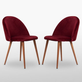 Lucia Velvet Dining Chair or Dressing Table Chair Set of 2, Red