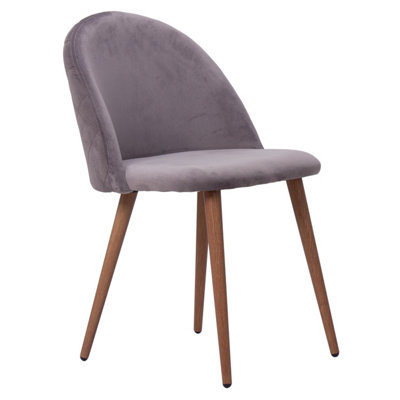 Lucia Velvet Dining Chair Single, Grey | DIY at B&Q