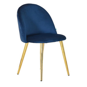 Lucia Velvet Dining Chair Single, Royal Blue