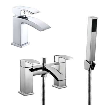 Lucia Waterfall Basin Mixer & Bath Shower Mixer Tap Chrome