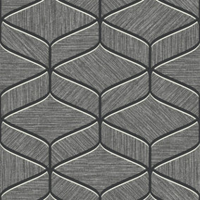 Luciano Geo Texture Wallpaper Gunmetal Belgravia 3850