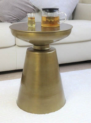 Lucida Hand-Crafted Aluminum Side Table/Drum Table,Brass