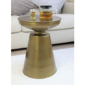 Lucida Hand-Crafted Aluminum Side Table/Drum Table,Brass