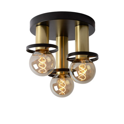 Lucide Anaka Modern Flush Ceiling Light 30cm - 3xE27 - Black