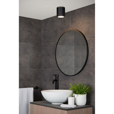 Lucide Aven Modern Surface Mounted Ceiling Spotlight Bathroom 9cm - 1xGU10 - IP65 - Black