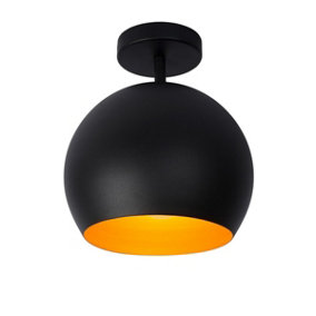 Lucide Bink Modern Flush Ceiling Light 24.5cm- 1xE27 - Black