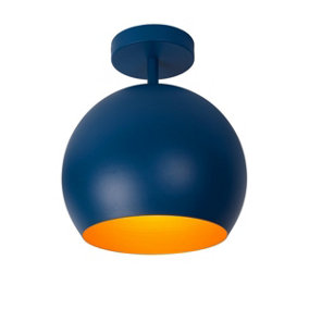Lucide Bink Modern Flush Ceiling Light 24.5cm- 1xE27 - Blue