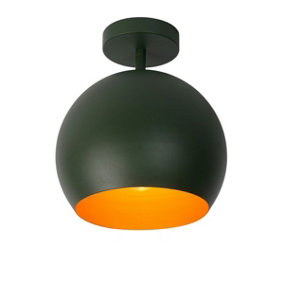 Lucide Bink Modern Flush Ceiling Light 24.5cm- 1xE27 - Green