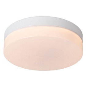 Lucide Biskit Modern Flush ceiling light Bathroom 23cm - LED - 1x12W 2700K - IP44 - White