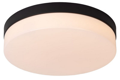 Lucide Biskit Modern Flush ceiling light Bathroom 28cm - LED - 1x18W 2700K - IP44 - Black