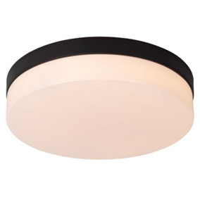 Lucide Biskit Modern Flush ceiling light Bathroom 28cm - LED - 1x18W 2700K - IP44 - Black