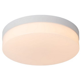 Lucide Biskit Modern Flush ceiling light Bathroom 28cm - LED - 1x18W 2700K - IP44 - White