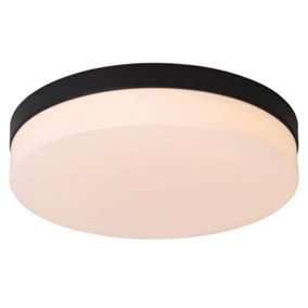 Lucide Biskit Modern Flush ceiling light Bathroom 34,5cm - LED - 1x24W 2700K - IP44 - Black