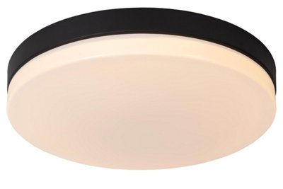 Lucide Biskit Modern Flush ceiling light Bathroom 40cm - LED - 1x36W 2700K - IP44 - Black