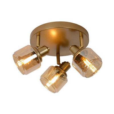 Lucide Bjorn Classic Ceiling Spotlight 38cm - 3xE14 - Matt Gold, Brass