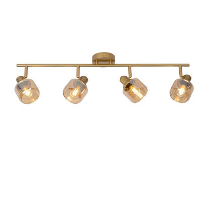 Lucide Bjorn Classic Ceiling Spotlight Bar - 4xE14 - Matt Gold, Brass