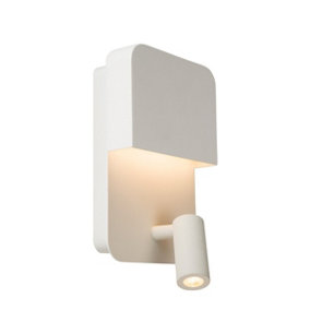 Lucide Boxer Modern Wall Light - LED - 1x10W 3000K - With USB charging point - White