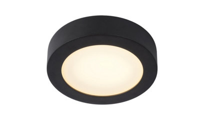 Lucide Brice-Led Modern Flush Ceiling Light Bathroom 18cm - LED Dim. - 1x12W 3000K - IP44 - Black