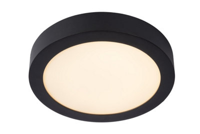 Lucide Brice-Led Modern Flush Ceiling Light Bathroom 24cm - LED Dim. - 1x15W 3000K - IP44 - Black