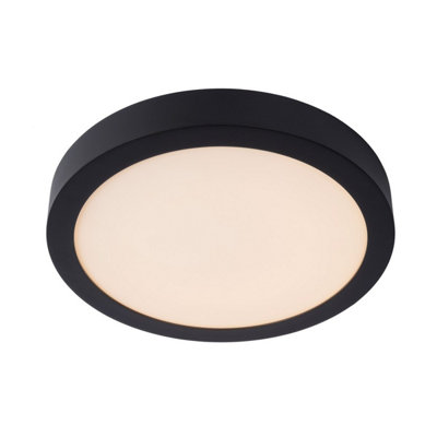 Lucide Brice-Led Modern Flush Ceiling Light Bathroom 30cm - LED Dim. - 1x30W 3000K - IP44 - Black