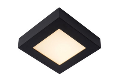 Lucide Brice-Led Modern Flush Ceiling Light Bathroom - LED Dim. - 1x15W 3000K - IP44 - Black