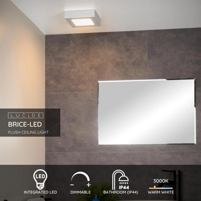 Lucide BRICE-LED Einbaustrahler – 15W, 3000K Warmweiß, Dimmbar, IP40, Weiß (16,8 X 16,8 Cm)