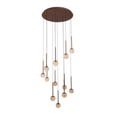 LUCIDE CALINA LED 12 LIGHT CLUSTER CEILING PENDANT LIGHT COFFEE