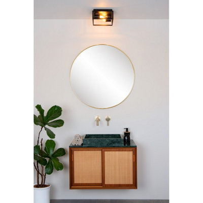 Lucide Carlyn Modern Flush Ceiling Light Bathroom - 2xE14 - IP54 - Black
