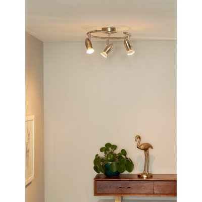 Lucide Caro-Led Modern Ceiling Spotlight 31cm - LED - GU10 - 3x5W 2700K - Satin Chrome