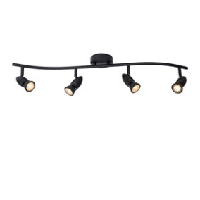 Lucide Caro Modern Ceiling Spotlight Bar - 4xGU10 - Black