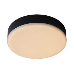 Lucide Ceres-Led Modern Flush Ceiling Light Bathroom 21.5cm- LED Dim. - 1x30W 3000K - IP44 - Black