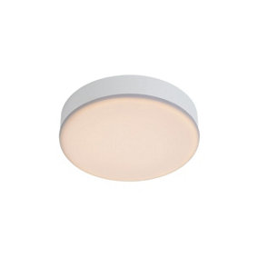 Lucide Ceres-Led Modern Flush Ceiling Light Bathroom 21.5cm- LED Dim. - 1x30W 3000K - IP44 - White