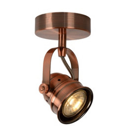 Lucide Cigal Cottage Ceiling Spotlight 9cm - LED - GU10 - 1x5W 2700K - Copper