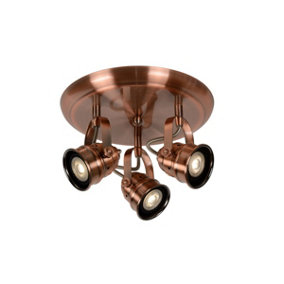 Lucide Cigal Cottage Ceiling Spotlight - LED - GU10 - 3x5W 2700K - Copper