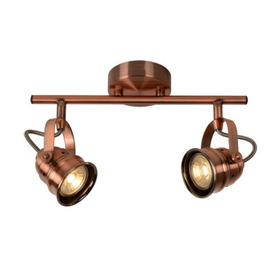 Lucide Cigal Cottage Twin Ceiling Spotlight - LED - GU10 - 2x5W 2700K - Copper