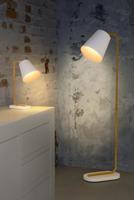 LUCIDE KNULLE Lampe De Table 15 Cm Métal Blanc - Design Asymétrique Et Lumière Chaleureuse
