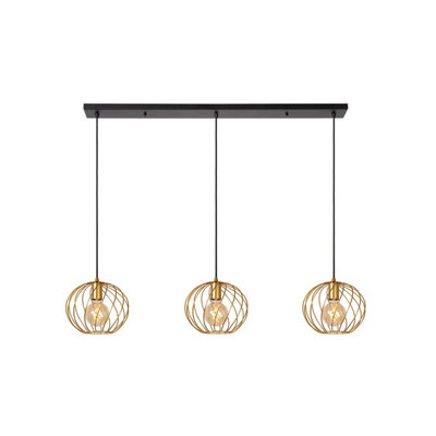 Lucide Danza Classic Bar Pendant Light - 3xE27 - Matt Gold, Brass