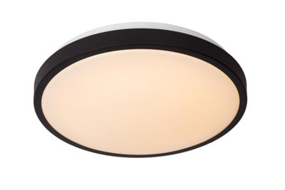 Lucide Dasher Modern Flush ceiling light Bathroom 34,8cm - LED - 1x18W 2700K - IP44 - Black