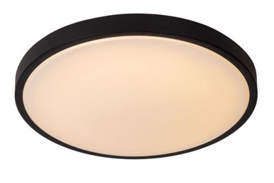Lucide Dasher Modern Flush ceiling light Bathroom 41cm - LED - 1x24W 2700K - IP44 - Black