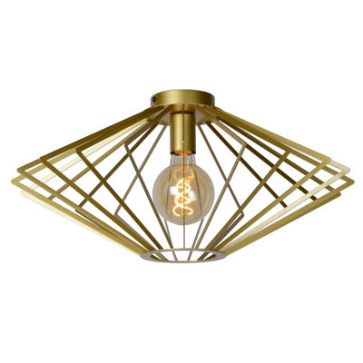 Lucide Diamond Modern Flush Ceiling Light 52cm 1xE27 Matt Gold