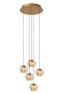 Lucide DILENKO - Pendant light - 31 cm - LED Dim. - 5x3,5W 2700K - Matt Gold / Brass