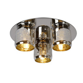Lucide Eryn Modern Flush Ceiling Light 38cm - 3xG9 - Chrome